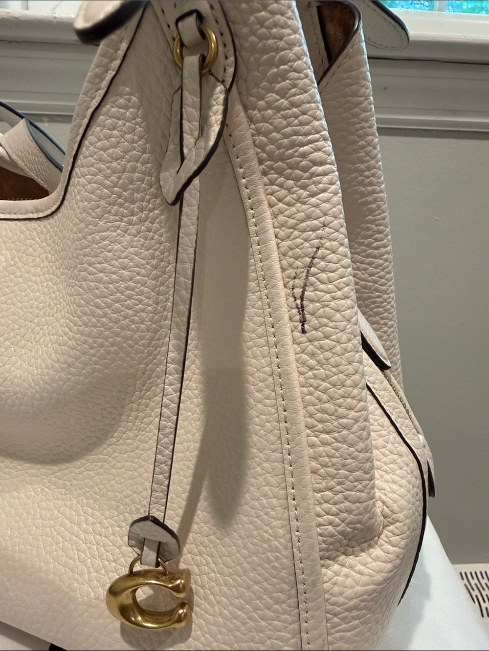 Coach Lori Pebbled Leather Shoulder Bag in Eggshell with Gold Hardware - Picture 2 of 9
